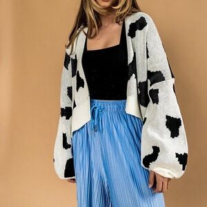 Dressed in LALA Original|Good Energy Cardigan|Cow Print|Sz Large